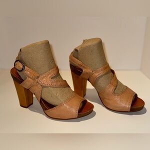 Women’s Naya Cecilia Tan Leather Strappy Platform Sandals Size 4 Anthropologie